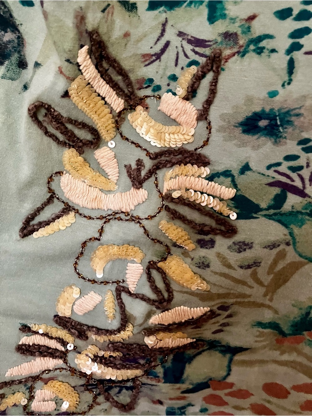 Sundance Blue Wild Floral Long-Sleeve Tee Size L - Picture 4 of 9